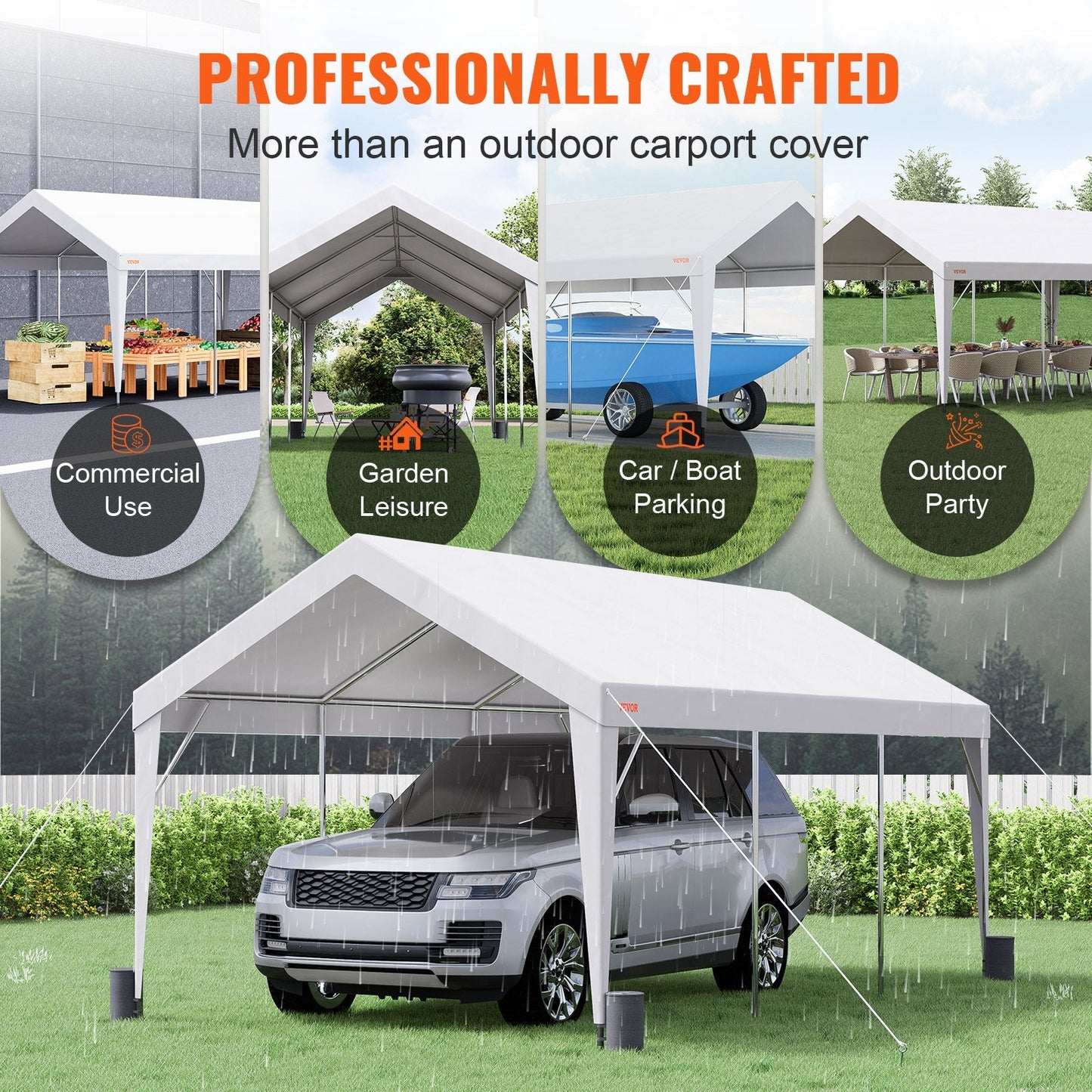 Heavy Duty 3x6m Car Canopy Shelter Tent with 8 Poles for Vehicles & Boats