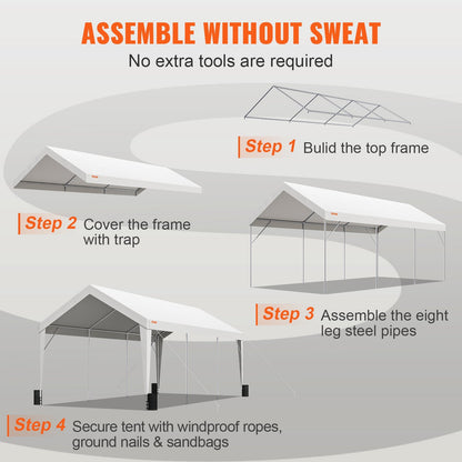 Heavy Duty 3x6m Car Canopy Shelter Tent with 8 Poles for Vehicles & Boats