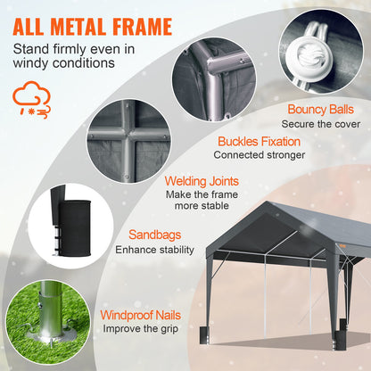 VEVOR Carport, Heavy Duty 10 x 20ft Car Canopy, Outdoor Garage Shelter with 8 Reinforced