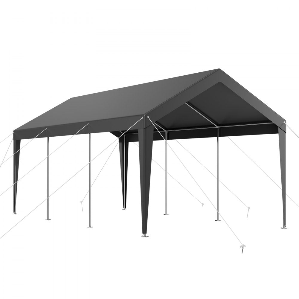 VEVOR Carport Car Canopy 10 x 20 FT Heavy Duty Portable Car Shelter Tent Grey