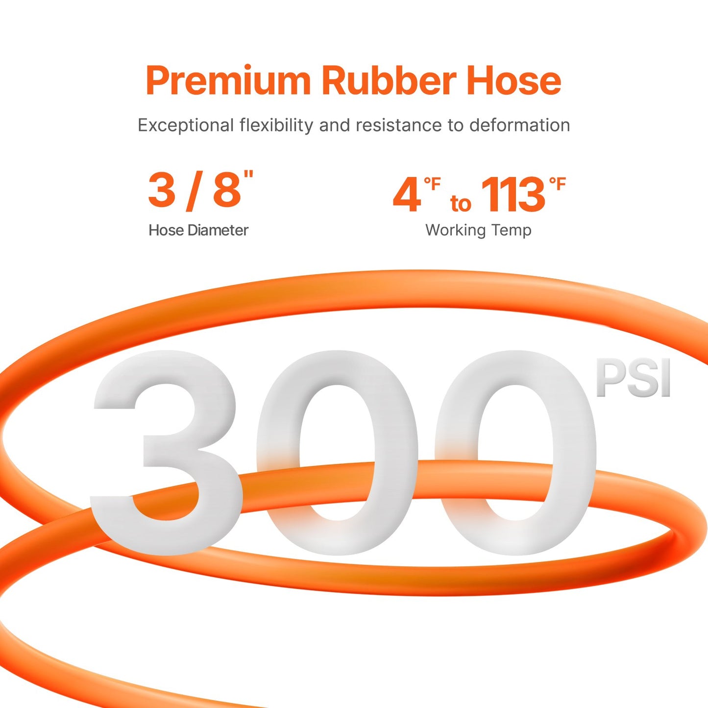 Retractable Air Hose Reel, 3/8IN x 100FT Rubber Air Hose Max 300PSI, Air Compressor Hose Reel Auto-Rewind with 5FT Lead in, Ceiling/Wall Mount Heavy Duty Single Arm Steel Reel, 1/4" NPT Fitting
