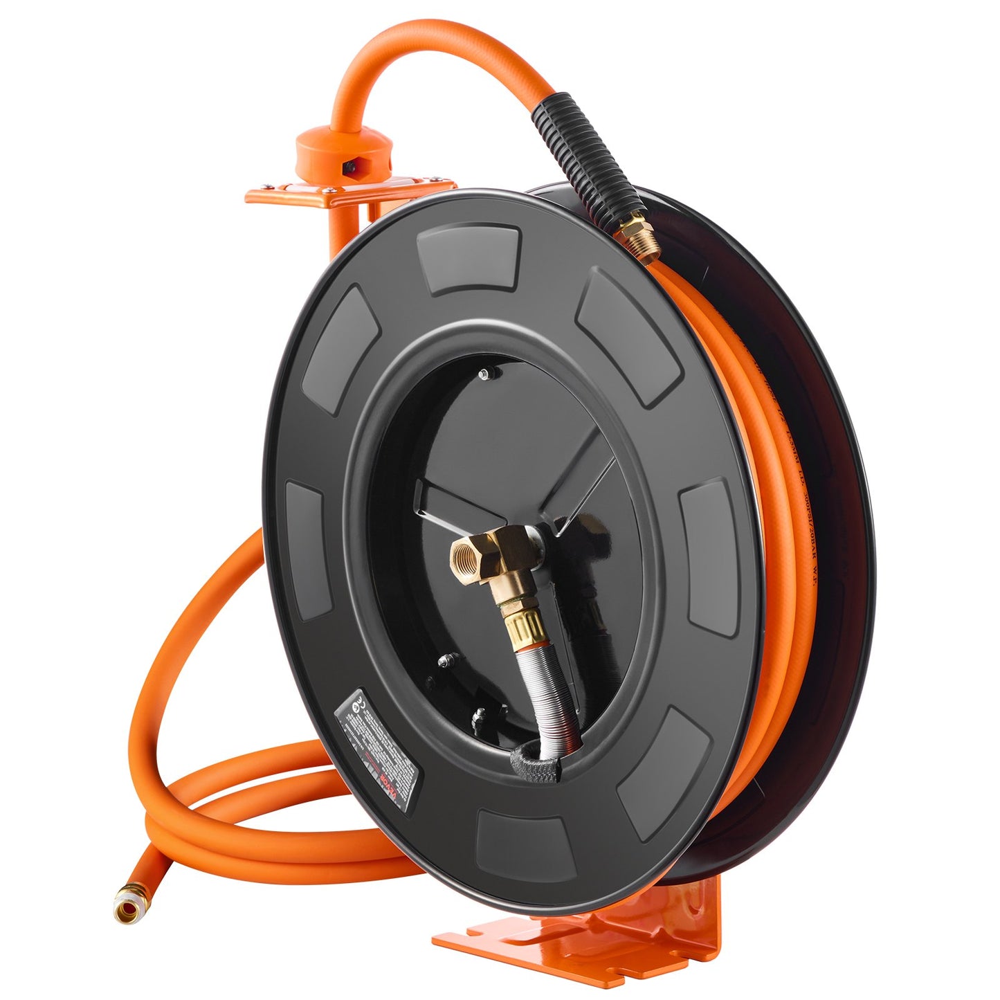 Retractable Air Hose Reel, 1/2 IN x 50 FT Hybrid Air Hose Max 300PSI, Air Compressor Hose Reel Auto-Rewind with 5FT Lead in, Ceiling/Wall Mount Heavy Duty Single Arm Steel Reel, 1/2" NPT Fitting