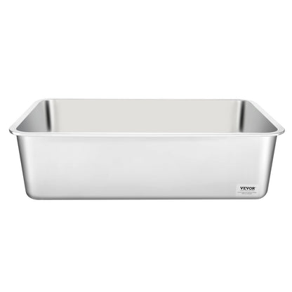 Cat Litter Box, 152 mm Deep, XL Extra Large Stainless Steel Cat Litter Box with Scoop, Wide Filtering Foot Board & High Sides, Enclosed Odor-Free Easy-to-Clean Litter Box, Fit for Big Cats
