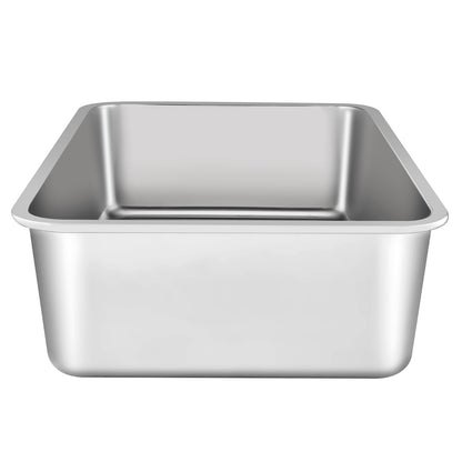 Cat Litter Box, 152 mm Deep, XL Extra Large Stainless Steel Cat Litter Box with Scoop, Wide Filtering Foot Board & High Sides, Enclosed Odor-Free Easy-to-Clean Litter Box, Fit for Big Cats