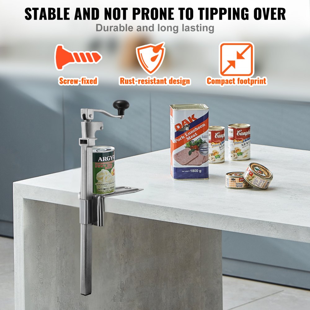 Commercial Can Opener, Heavy-Duty Manual Tabletop Cans Opener for Cans Up to 300 mm Height, Height-Adjustable Professional Can Openers Fixed with Screws, for Restaurant, Hotel, and Food Store