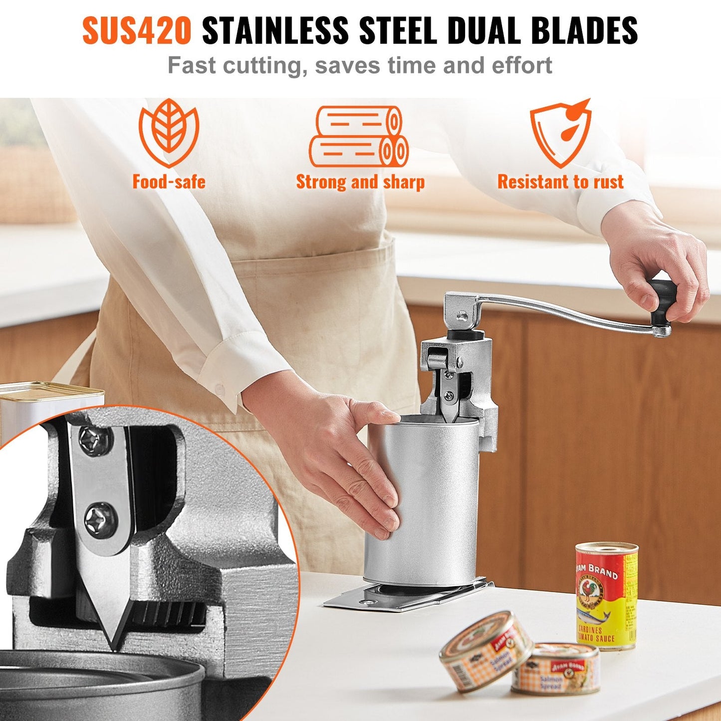 Heavy Duty Manual Can Opener, Adjustable for 30cm Cans, Ideal for Restaurants