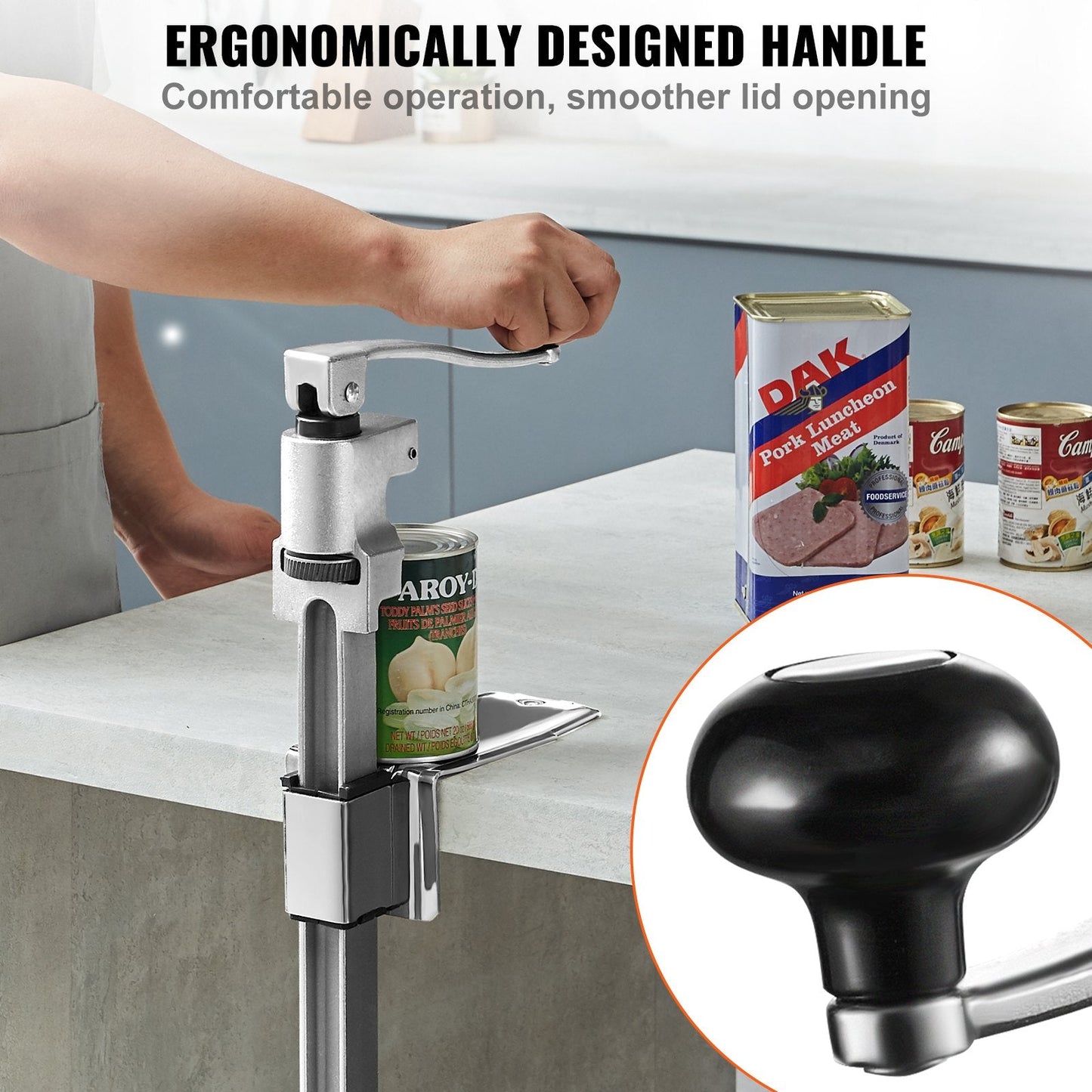 Heavy Duty Manual Can Opener, Adjustable for 30cm Cans, Ideal for Restaurants