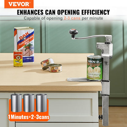 VEVOR Manual Can Opener, Commercial Table Opener for Large Cans, Heavy Duty Can Opener with Base, Adjustable Height Industrial Jar Opener For Cans Up to 30cm Tall, for Restaurant Hotel Home Bar