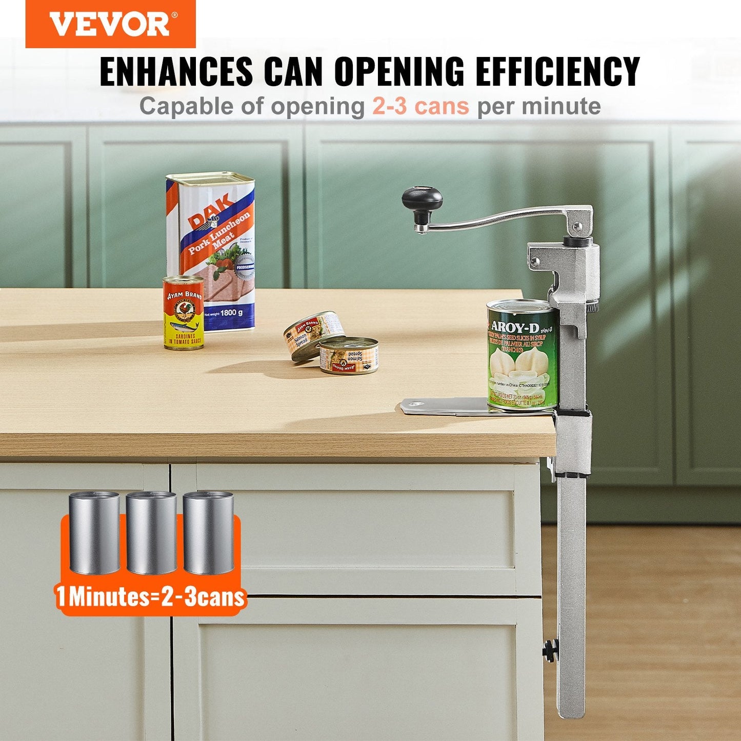 Heavy Duty Tabletop Can Opener for Large Cans, Adjustable up to 0.4 Meters