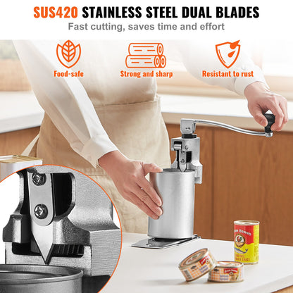 VEVOR Manual Can Opener, Commercial Table Opener for Large Cans, Heavy Duty Can