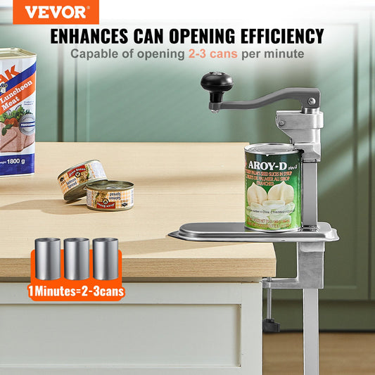 Commercial Can Opener, Heavy-Duty Manual Tabletop Cans Opener for Cans Up to 400 mm Height, Height-Adjustable Can Openers Fixed with Screws & Table Clamp, for Restaurant, Hotel, and Food Store