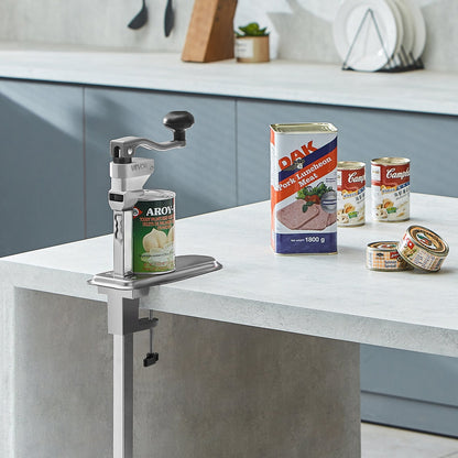 Commercial Can Opener, Heavy-Duty Manual Tabletop Cans Opener for Cans Up to 400 mm Height, Height-Adjustable Can Openers Fixed with Screws & Table Clamp, for Restaurant, Hotel, and Food Store