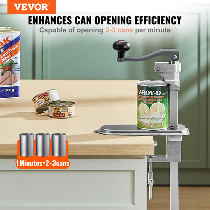 Heavy-Duty Manual Table Clamp Can Opener for Large Cans, Adjustable Height