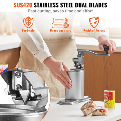Heavy-Duty Manual Table Clamp Can Opener for Large Cans, Adjustable Height
