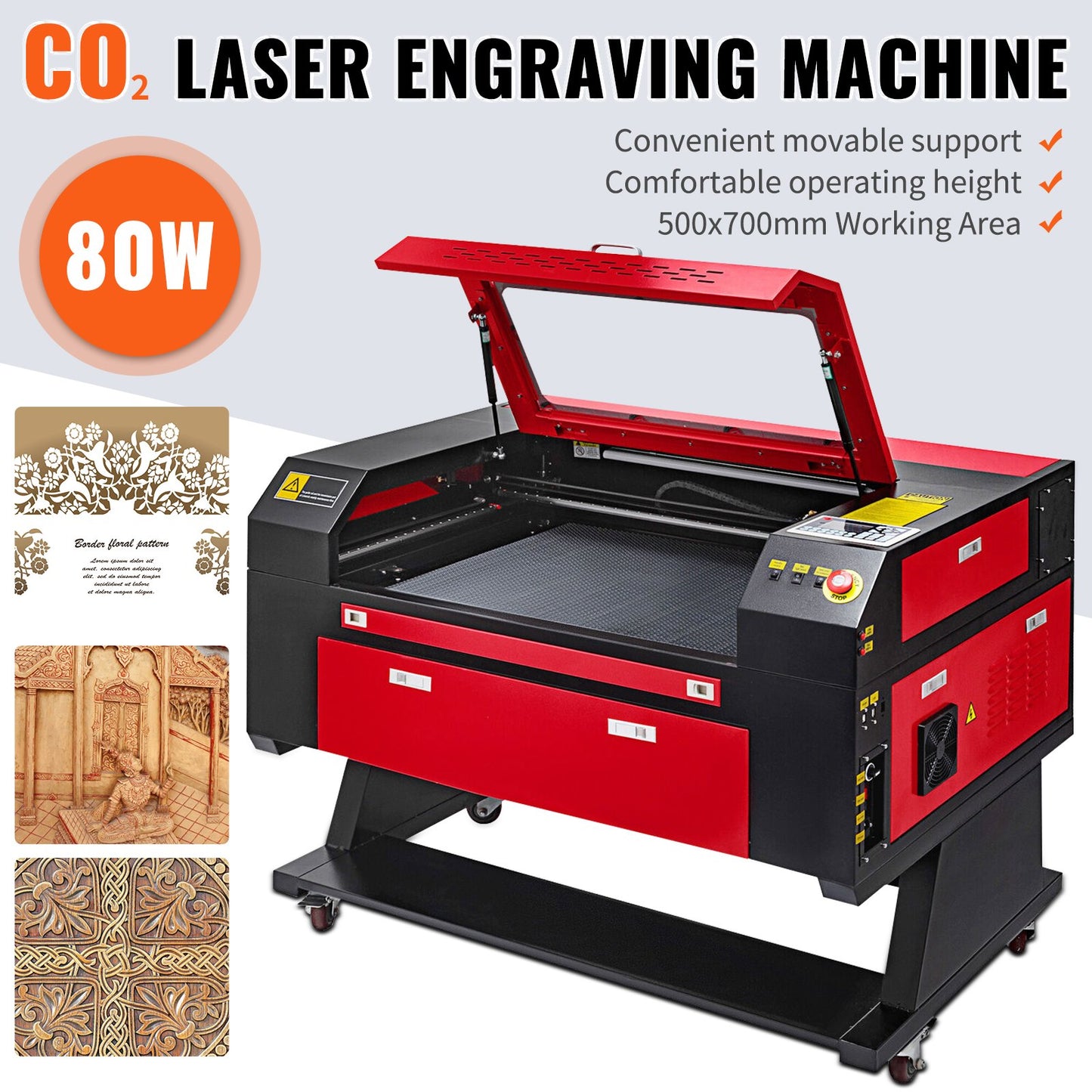 Vevor 80W CO2 Laser  Engraver Engraving Cutting Machine With Color Screen 700*500mm