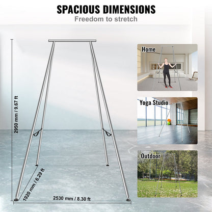 Chrome-Plated Aerial Yoga Swing Stand, 2.95 m Height, 250 kg Load Capacity