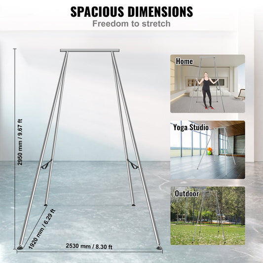 Chrome-Plated Aerial Yoga Swing Stand, 2.95 m Height, 250 kg Load Capacity