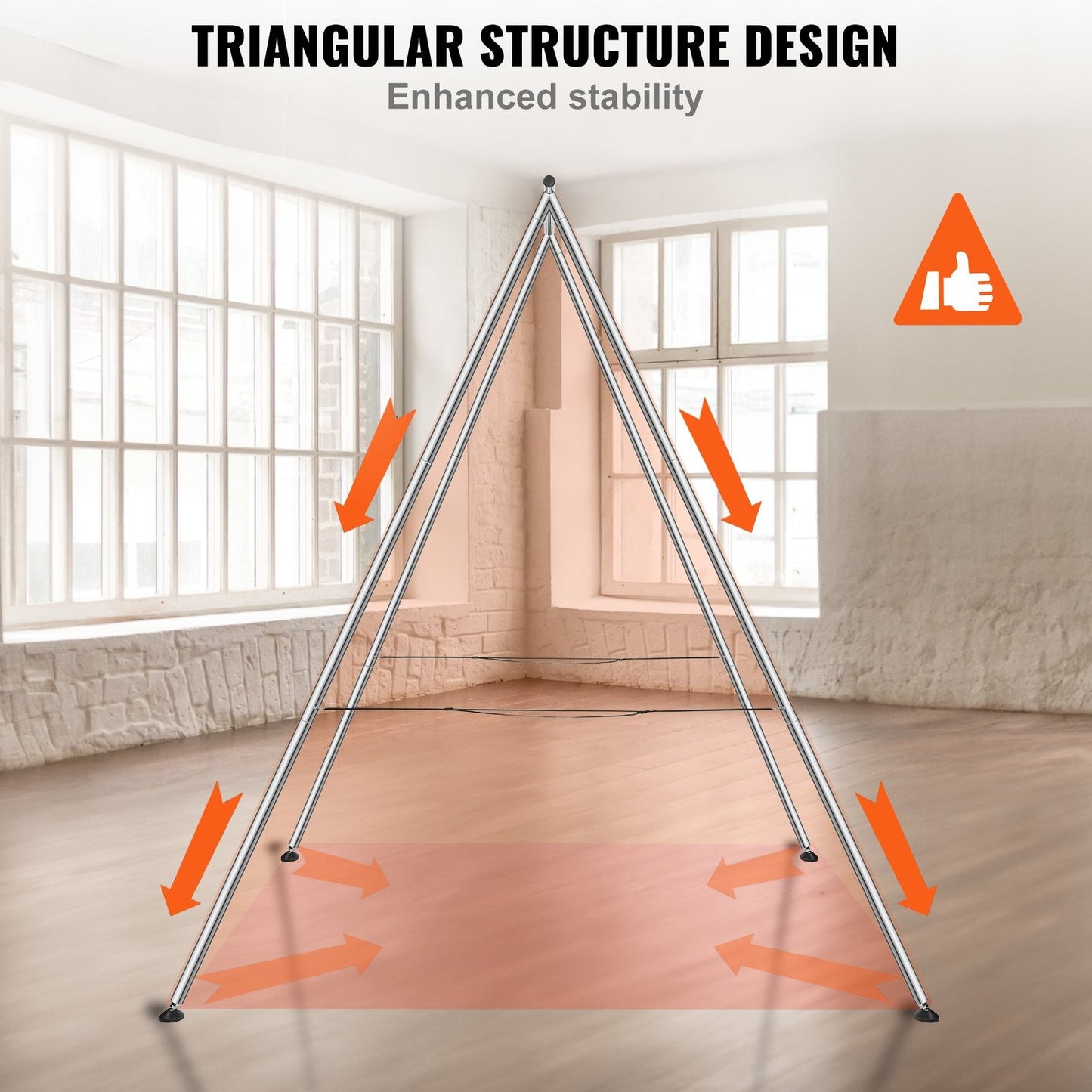 Chrome-Plated Aerial Yoga Swing Stand, 2.95 m Height, 250 kg Load Capacity