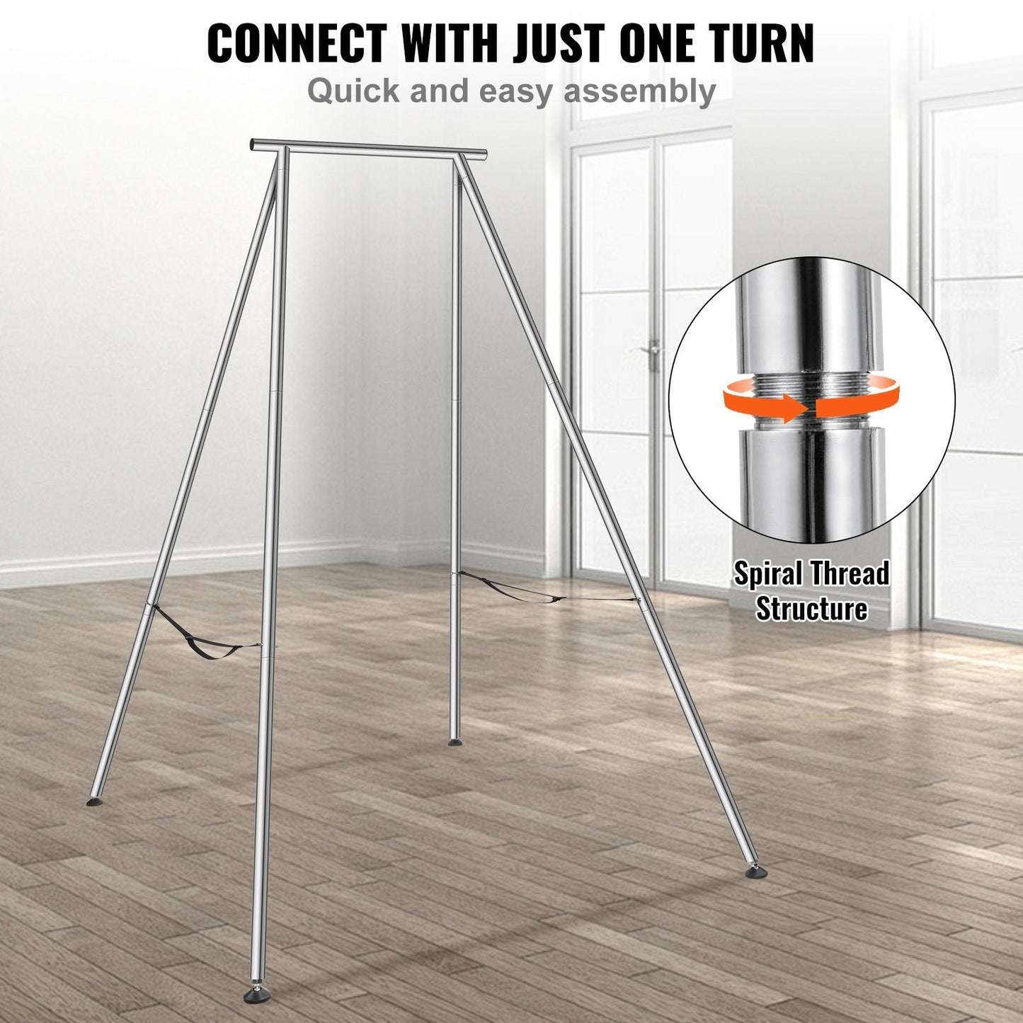 Chrome-Plated Aerial Yoga Swing Stand, 2.95 m Height, 250 kg Load Capacity