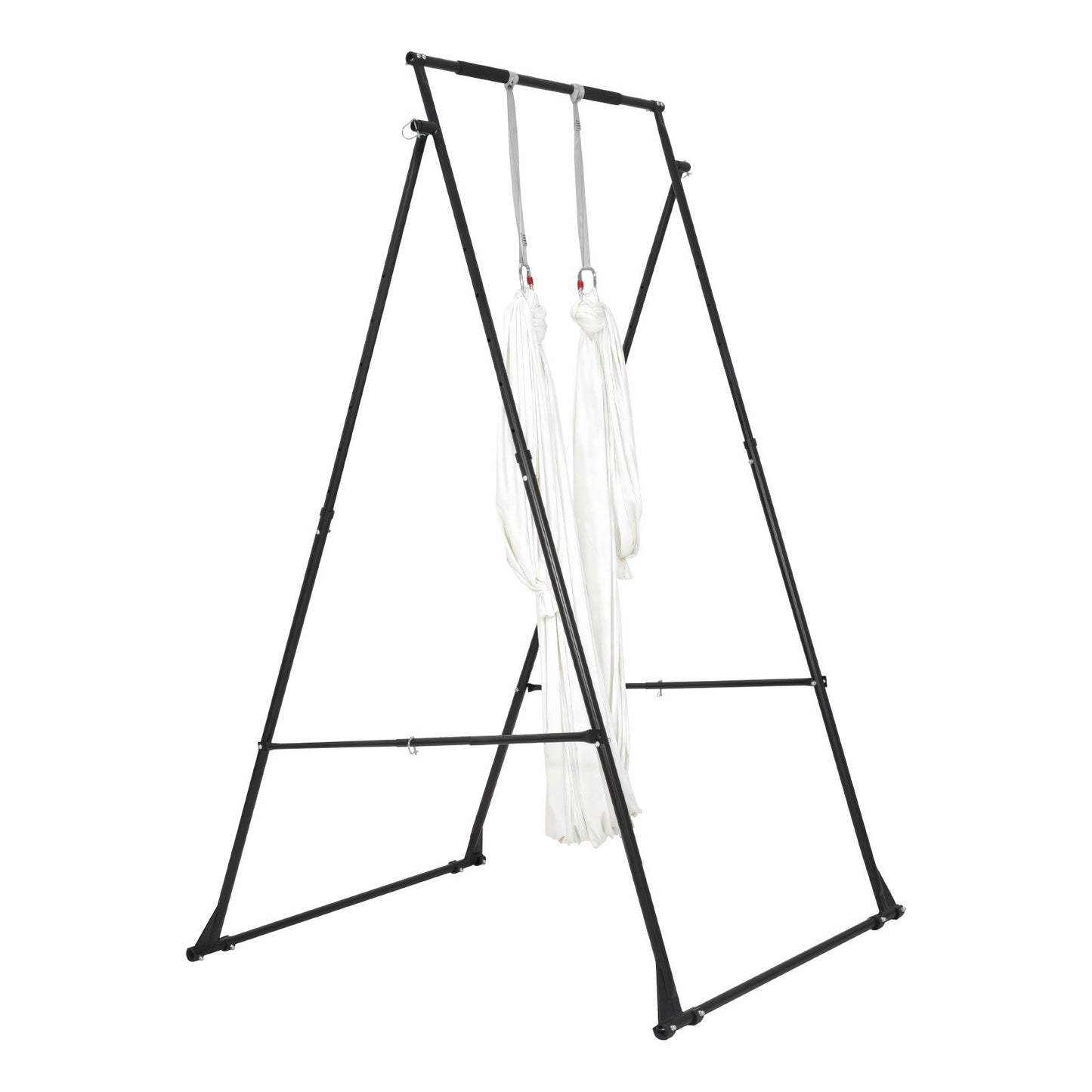 Yoga Stand Frame, Max 200 kg Load Swing Stand, Triangular Structure Aerial Rig, Aerial Silk Stands with EVA Foam & 6m Yoga Hammock, 4-Level Horizontal & 6-Level Vertical Adjustment