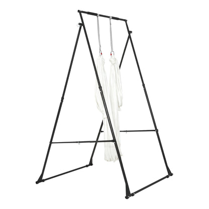 Yoga Stand Frame, Max 200 kg Load Swing Stand, Triangular Structure Aerial Rig, Aerial Silk Stands with EVA Foam & 6m Yoga Hammock, 4-Level Horizontal & 6-Level Vertical Adjustment