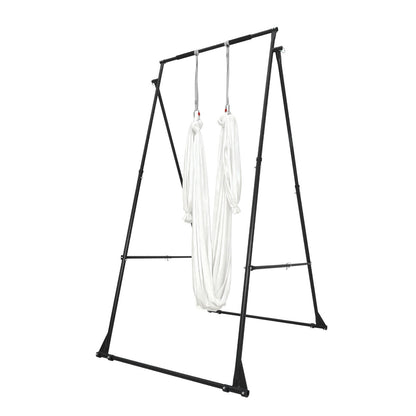 Yoga Stand Frame, Max 200 kg Load Swing Stand, Triangular Structure Aerial Rig, Aerial Silk Stands with EVA Foam & 6m Yoga Hammock, 4-Level Horizontal & 6-Level Vertical Adjustment