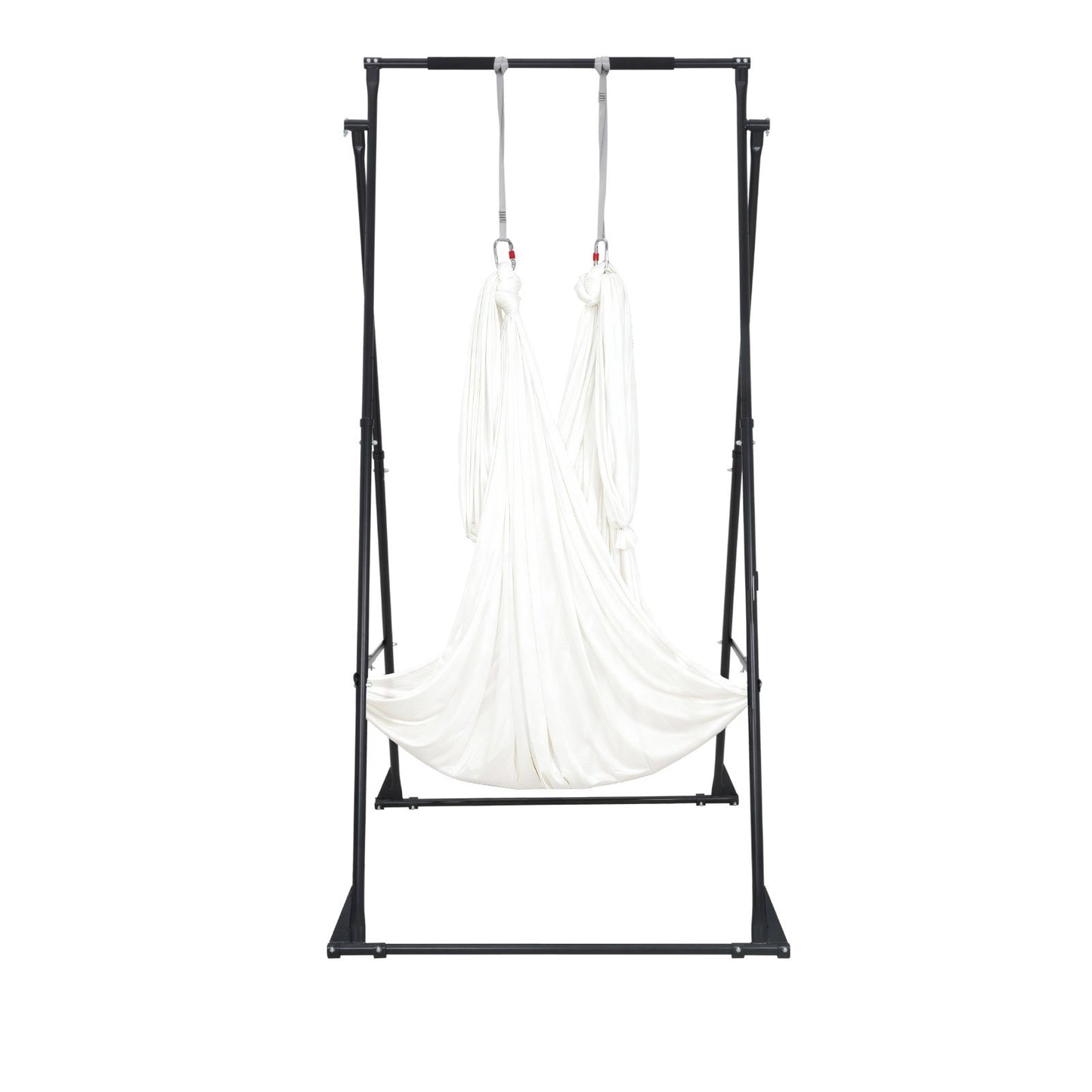 Yoga Stand Frame, Max 200 kg Load Swing Stand, Triangular Structure Aerial Rig, Aerial Silk Stands with EVA Foam & 6m Yoga Hammock, 4-Level Horizontal & 6-Level Vertical Adjustment