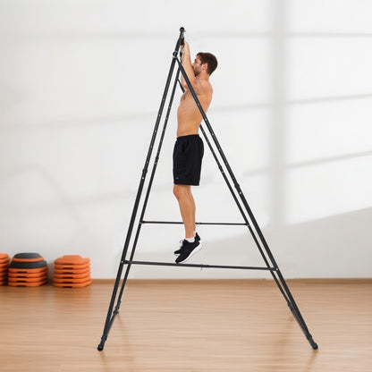Yoga Stand Frame, Max 200 kg Load Swing Stand, Triangular Structure Pull Up Stands, Aerial Silk Stands with EVA Foam & 6m Yoga Hammock, 4-Level Horizontal & 6-Level Vertical Adjustment