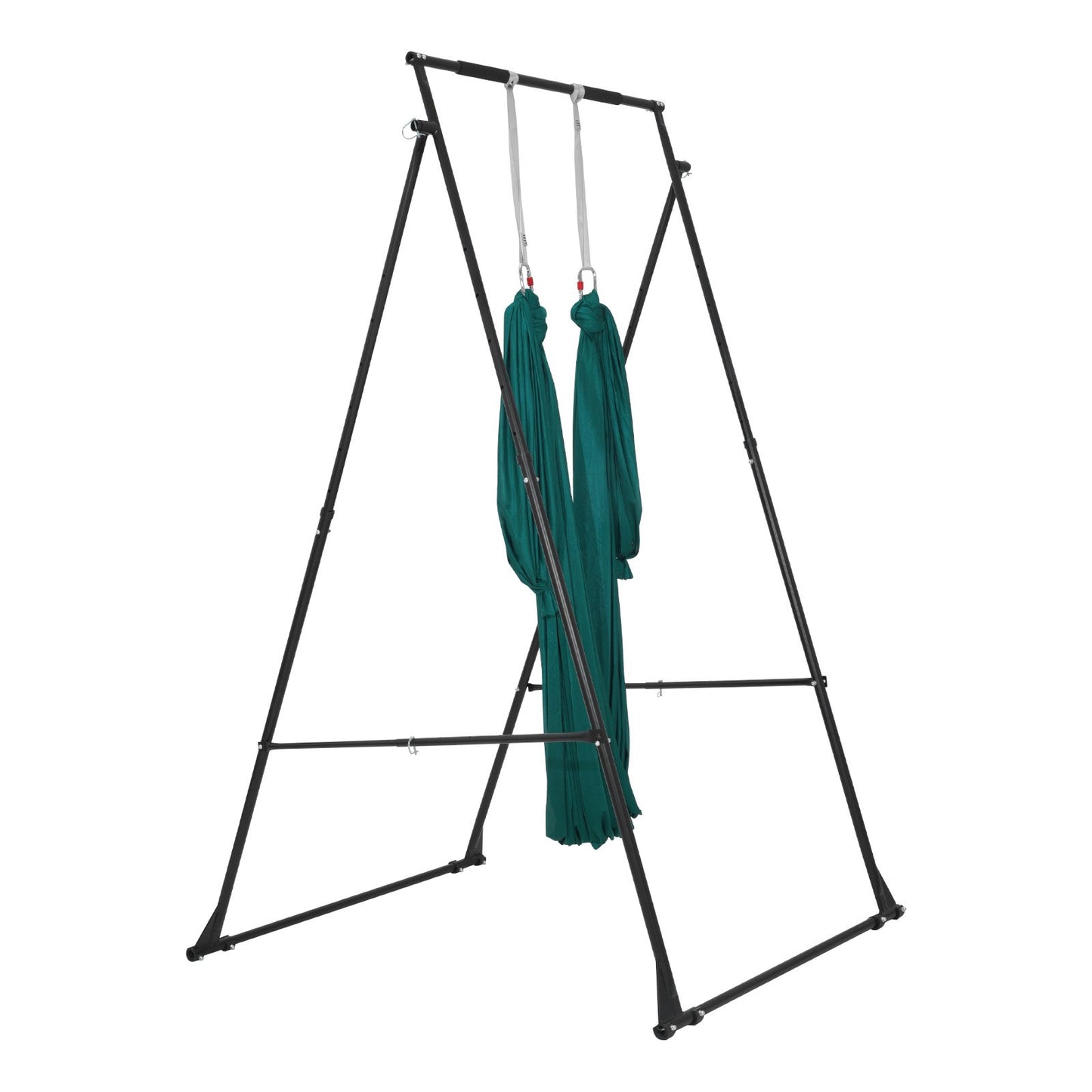 Yoga Stand Frame, Max 200 kg Load Swing Stand, Triangular Structure Pull Up Stands, Aerial Silk Stands with EVA Foam & 6m Yoga Hammock, 4-Level Horizontal & 6-Level Vertical Adjustment