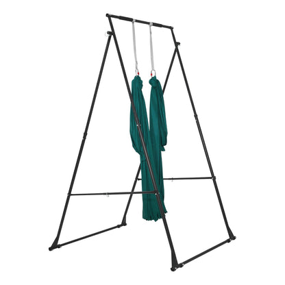 Yoga Stand Frame, Max 200 kg Load Swing Stand, Triangular Structure Pull Up Stands, Aerial Silk Stands with EVA Foam & 6m Yoga Hammock, 4-Level Horizontal & 6-Level Vertical Adjustment
