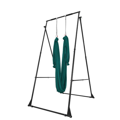 Yoga Stand Frame, Max 200 kg Load Swing Stand, Triangular Structure Pull Up Stands, Aerial Silk Stands with EVA Foam & 6m Yoga Hammock, 4-Level Horizontal & 6-Level Vertical Adjustment