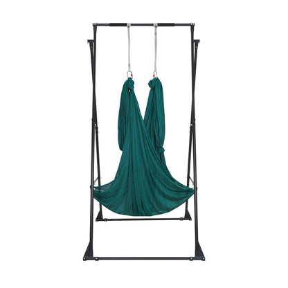 Yoga Stand Frame, Max 200 kg Load Swing Stand, Triangular Structure Pull Up Stands, Aerial Silk Stands with EVA Foam & 6m Yoga Hammock, 4-Level Horizontal & 6-Level Vertical Adjustment