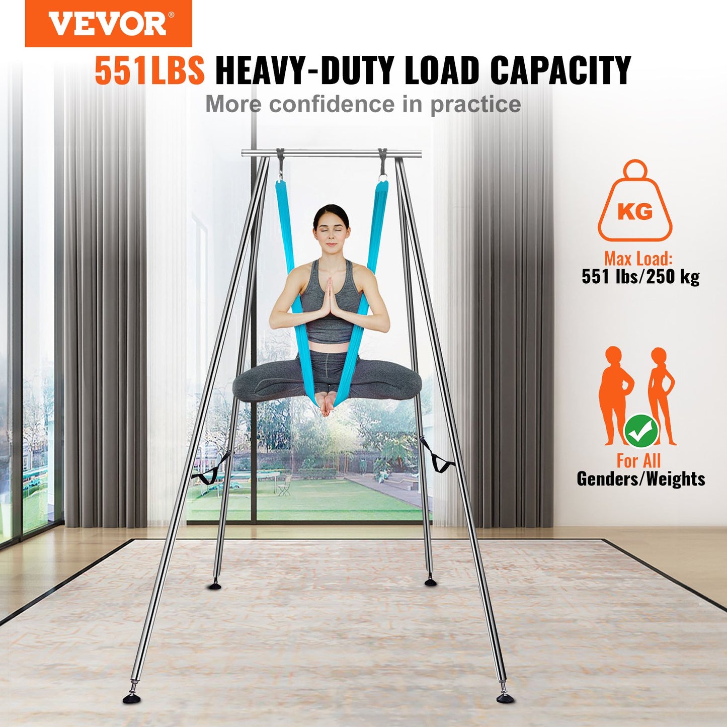 VEVOR Aerial Yoga Frame & Yoga Hammock, 2950 mm Height Professional Yoga Swing Stand