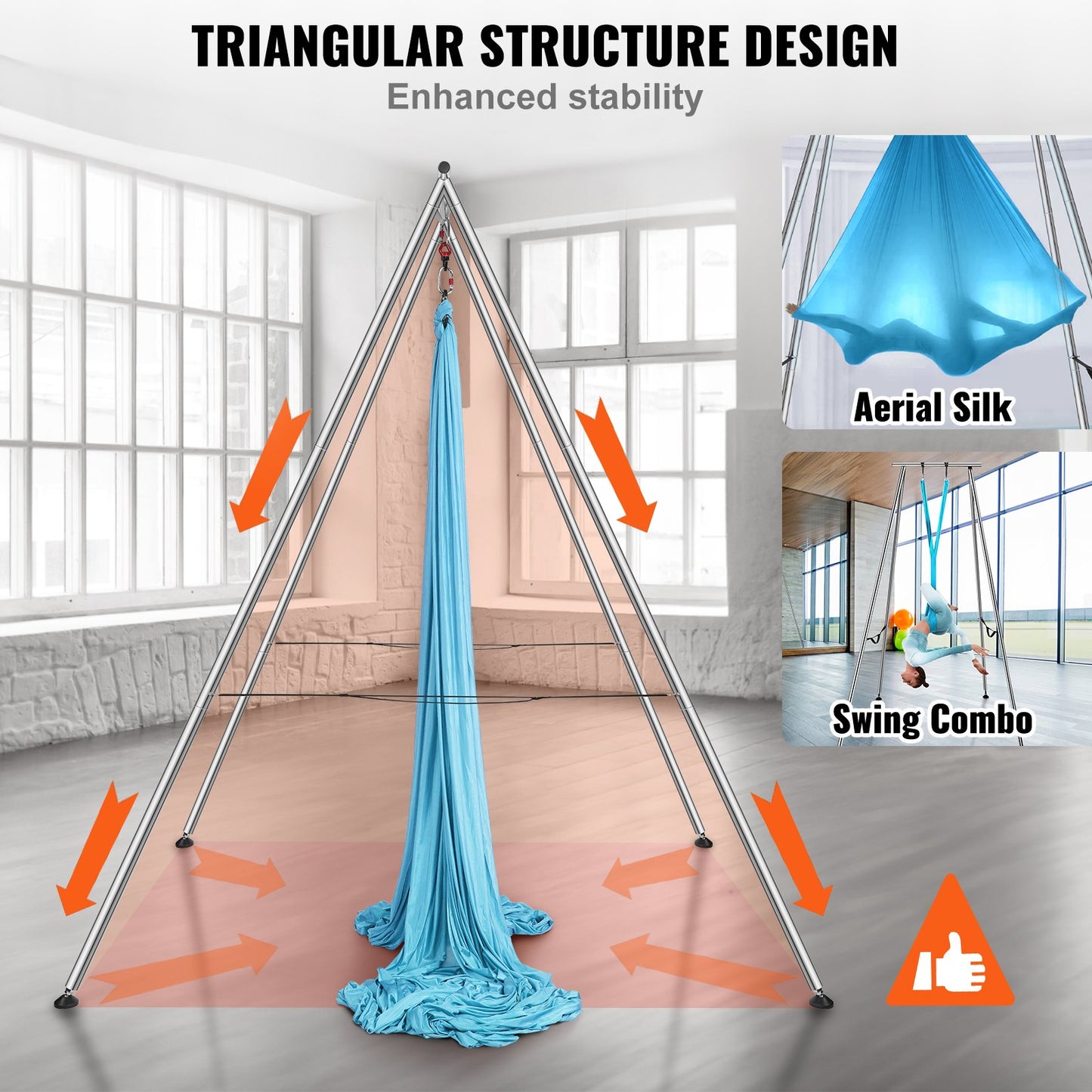 VEVOR Aerial Yoga Frame & Yoga Hammock, 2950 mm Height Professional Yoga Swing Stand