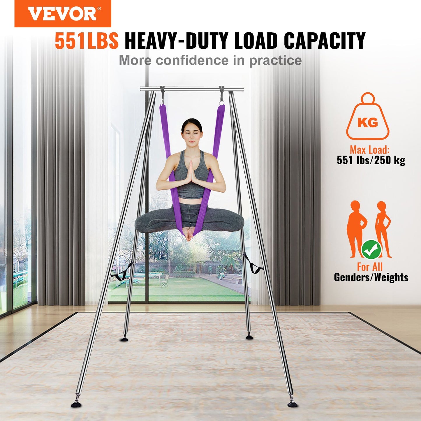 VEVOR Aerial Yoga Frame & Yoga Hammock, 2950 mm Height Professional Yoga Swing Stand