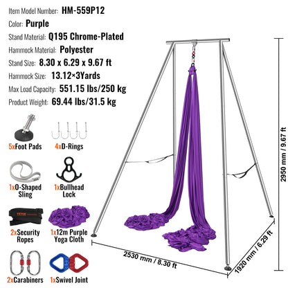 VEVOR Aerial Yoga Frame & Yoga Hammock, 2950 mm Height Professional Yoga Swing Stand