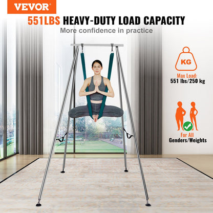 2950 mm Height Aerial Yoga Swing Stand with 6 m Hammock, 250 kg Capacity, Green