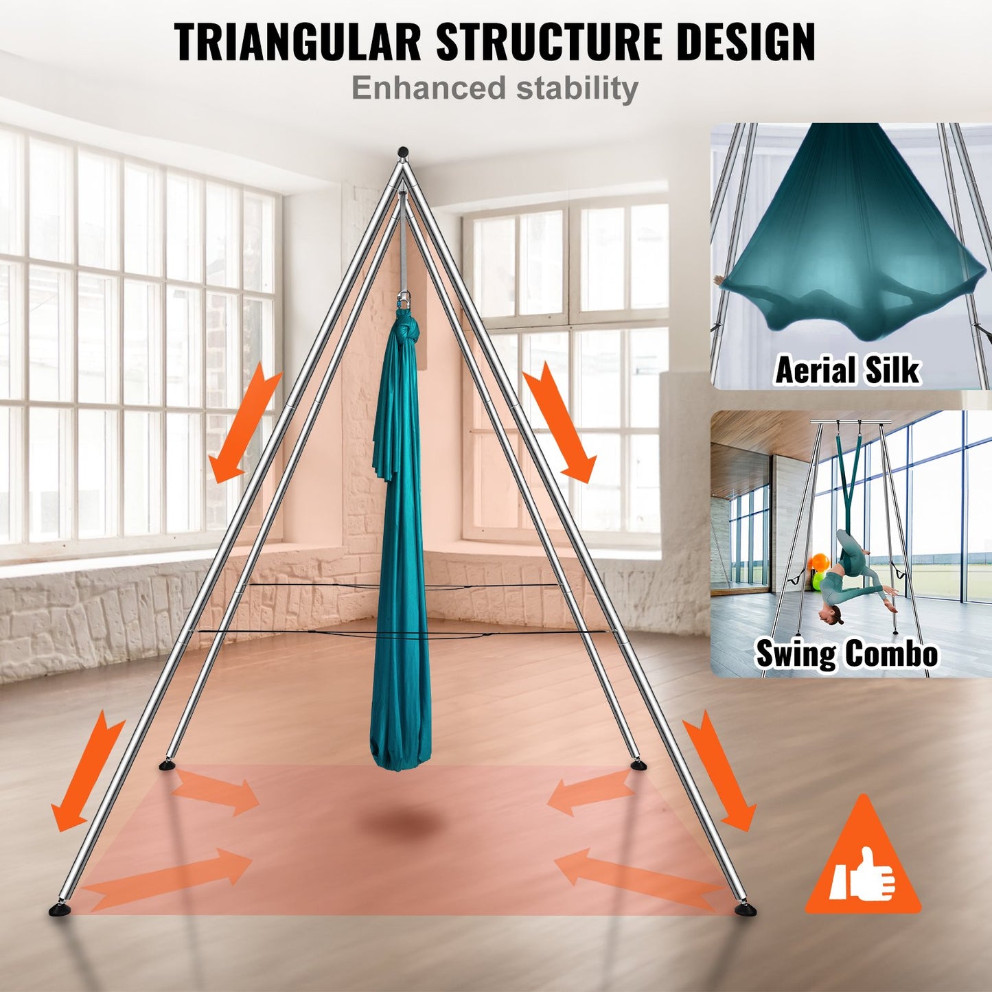 VEVOR Aerial Yoga Frame & Yoga Hammock, 2950 mm Height Professional Yoga Swing Stand