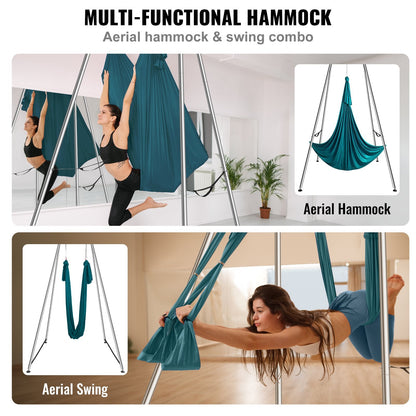 2950 mm Height Aerial Yoga Swing Stand with 6 m Hammock, 250 kg Capacity, Green