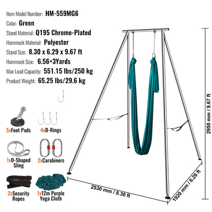 VEVOR Aerial Yoga Frame & Yoga Hammock, 2950 mm Height Professional Yoga Swing Stand