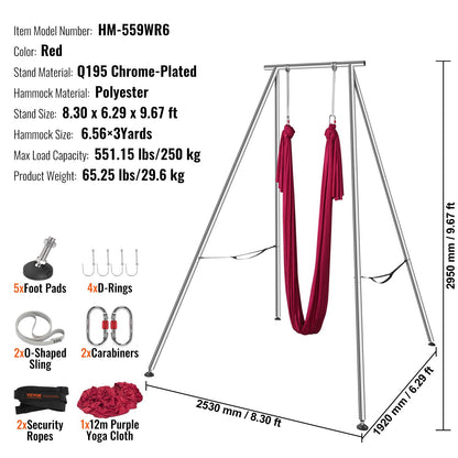 VEVOR Aerial Yoga Frame & Yoga Hammock, 2950 mm Height Professional Yoga Swing Stand