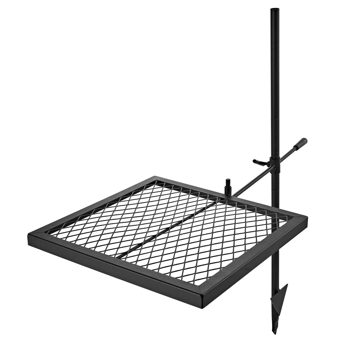 Heavy Duty Swivel Campfire Grill, 41cm Portable Camping Grill Grate, Sturdy Steel BBQ Mesh, 360° Height Adjustable Over Fire Pit Equipment w/ Carrying Bag, for Outdoor Open Flame Cooking, Black