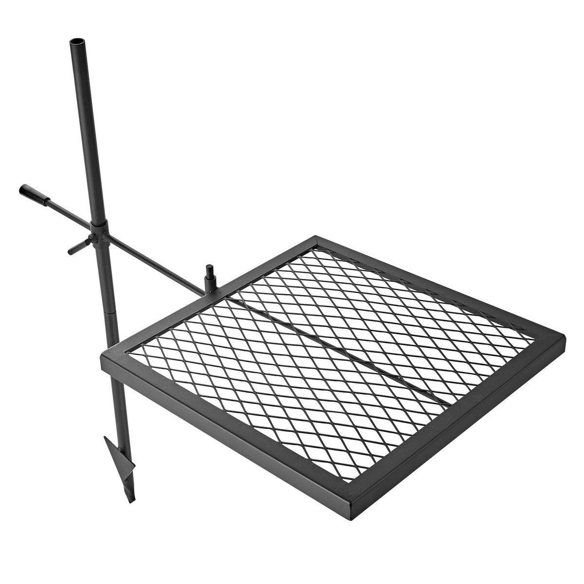 Heavy Duty Swivel Campfire Grill, 41cm Portable Camping Grill Grate, Sturdy Steel BBQ Mesh, 360° Height Adjustable Over Fire Pit Equipment w/ Carrying Bag, for Outdoor Open Flame Cooking, Black
