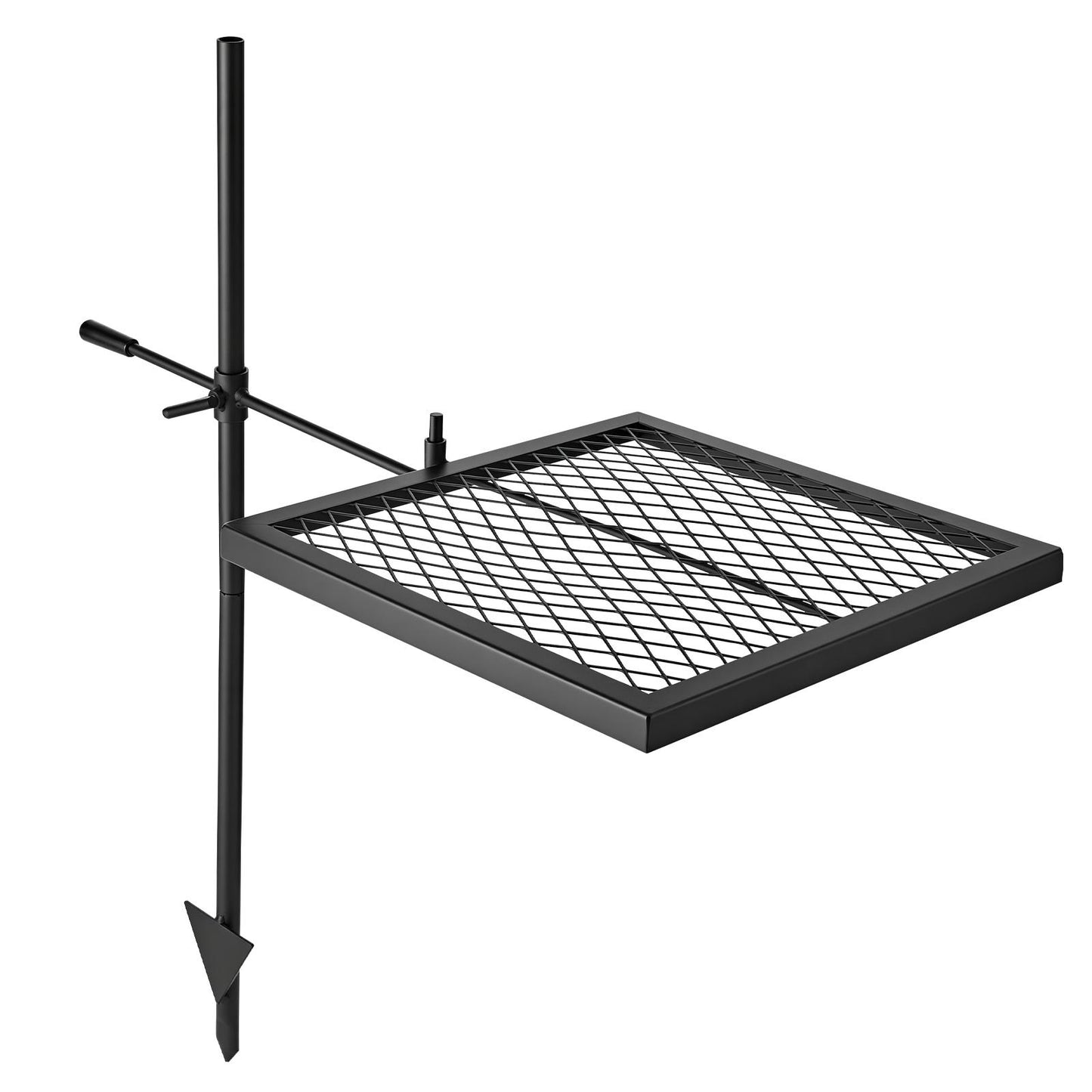 Heavy Duty Swivel Campfire Grill, 41cm Portable Camping Grill Grate, Sturdy Steel BBQ Mesh, 360° Height Adjustable Over Fire Pit Equipment w/ Carrying Bag, for Outdoor Open Flame Cooking, Black