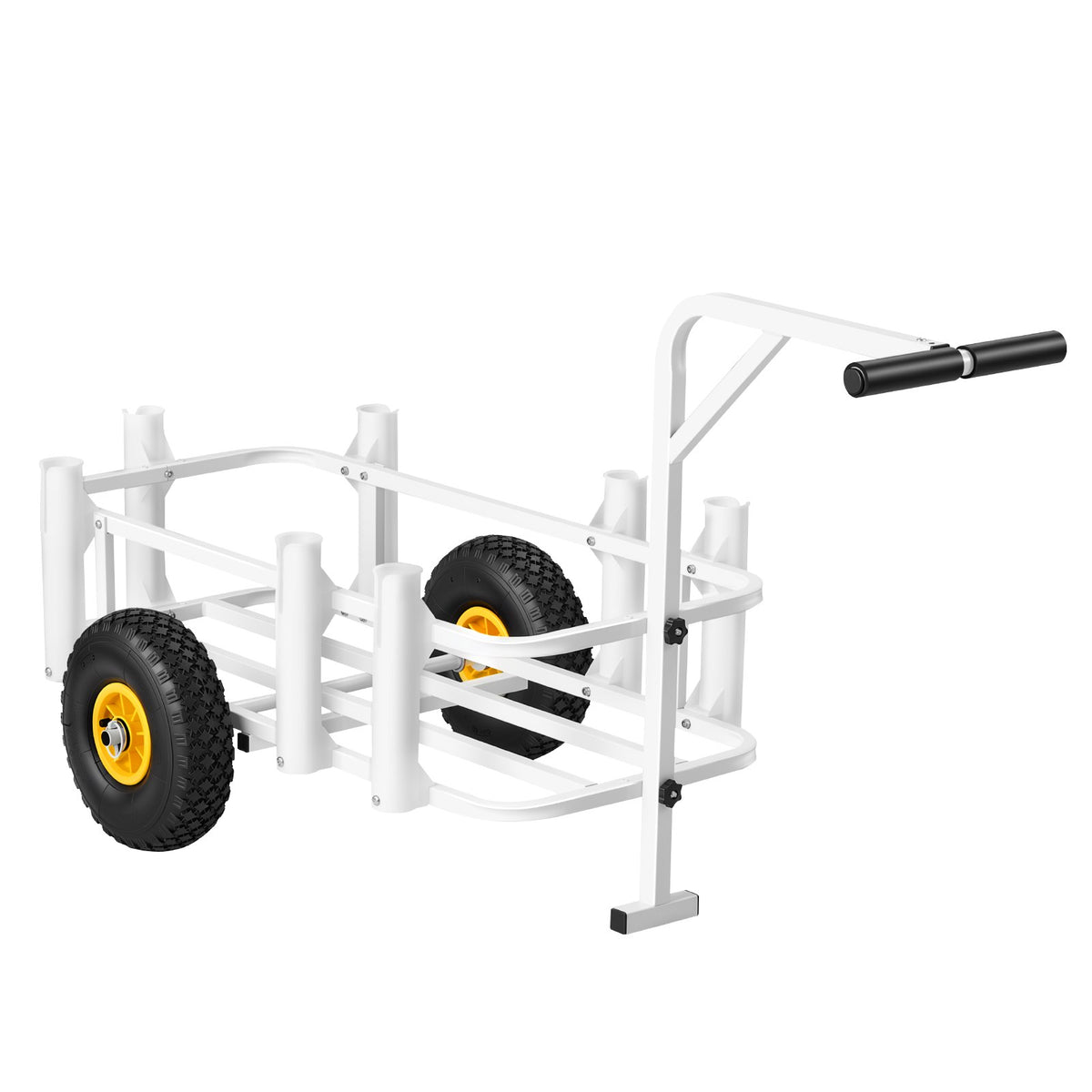 Beach Fishing Cart, 90.7 kg Load Capacity, Fishing Cart Wagon with Heavy-Duty Carbon Steel Frame, 280 mm All-Terrain Tires, 7 Rod Holders, Easy to Clean, for Outdoor Activities Camping Picnic