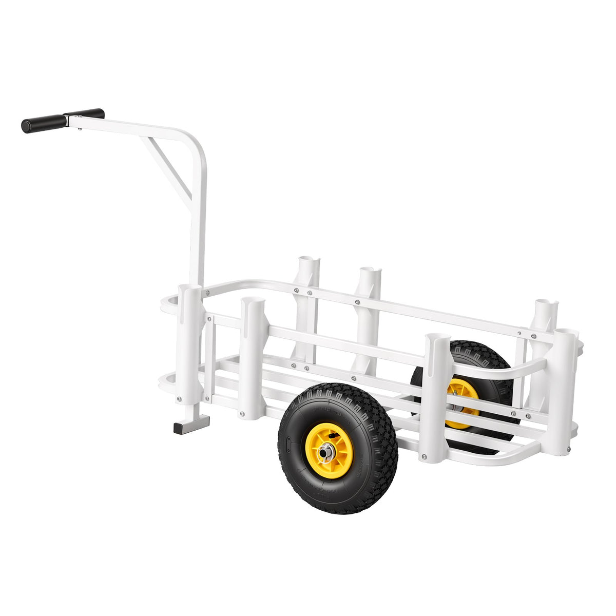 Beach Fishing Cart, 90.7 kg Load Capacity, Fishing Cart Wagon with Heavy-Duty Carbon Steel Frame, 280 mm All-Terrain Tires, 7 Rod Holders, Easy to Clean, for Outdoor Activities Camping Picnic