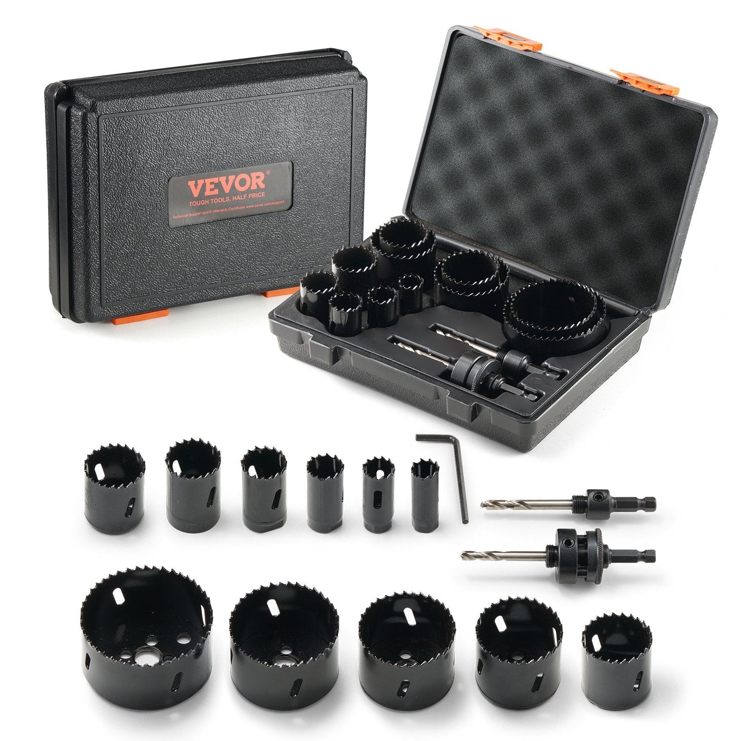 11-Piece Bi-Metal Hole Saw Kit with Drill Bits & Hex Wrench, 0.38m Cutting Depth