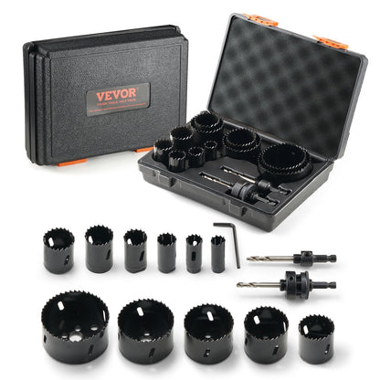 11-Piece Bi-Metal Hole Saw Kit with Drill Bits & Hex Wrench, 0.38m Cutting Depth