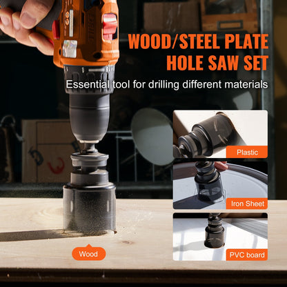 Bi-Metal M42 Hole Saw Kit: 18 Blades, 6 Drill Bits, 3/4 to 4.5m, with Case
