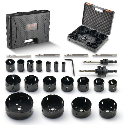VEVOR Hole Saw Kit, 18 PCS Saw Blades, 6 Drill Bits, 1 Hex Wrench, Bi Metal M42